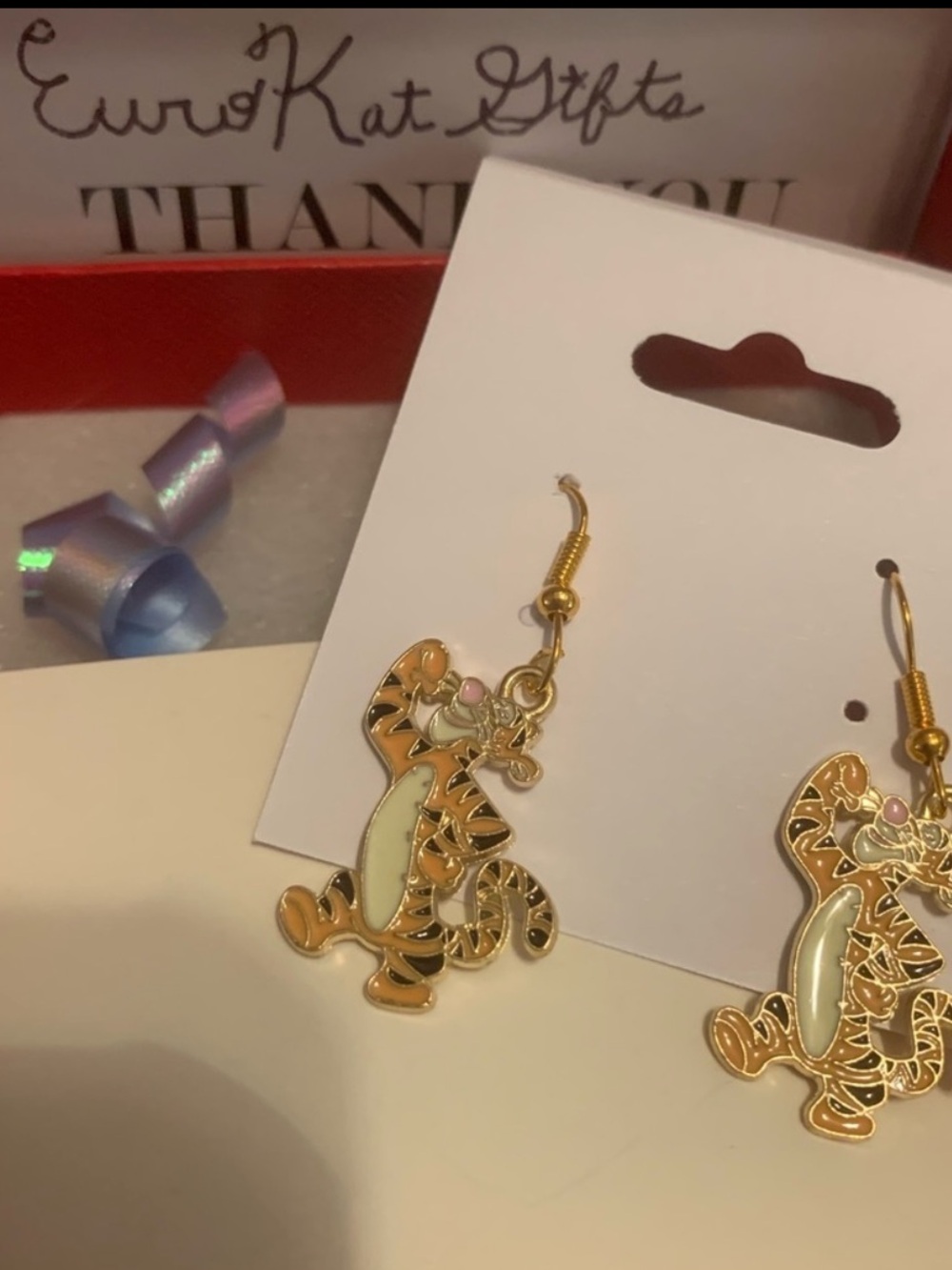 NEW TIGGER EARRINGS Disney Charm Jewelry Hand crafted hypoallergenic backs - Picture 8 of 8